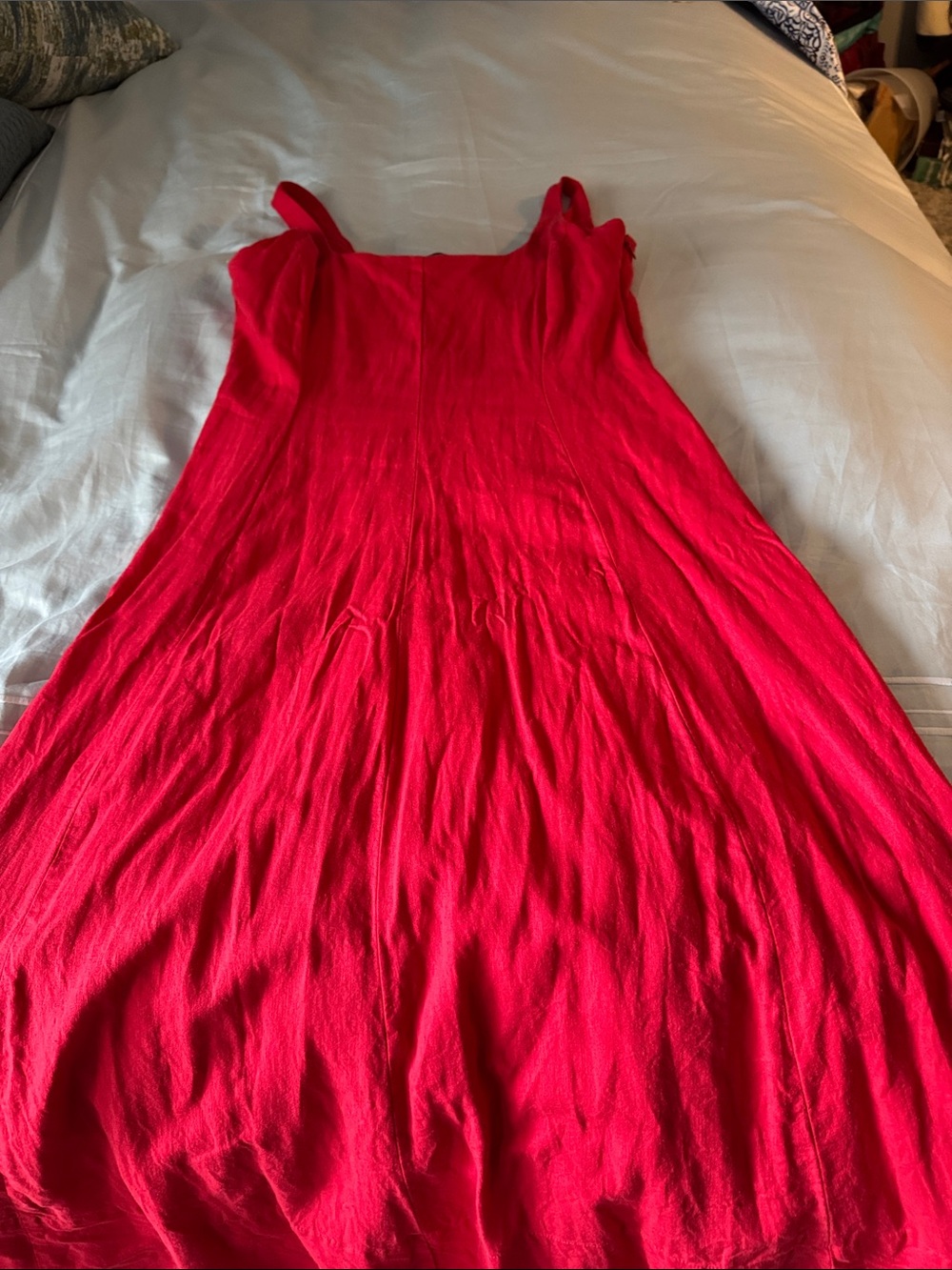 GAP Women's Bright Red Square-Neck Maxi Dress - Linen